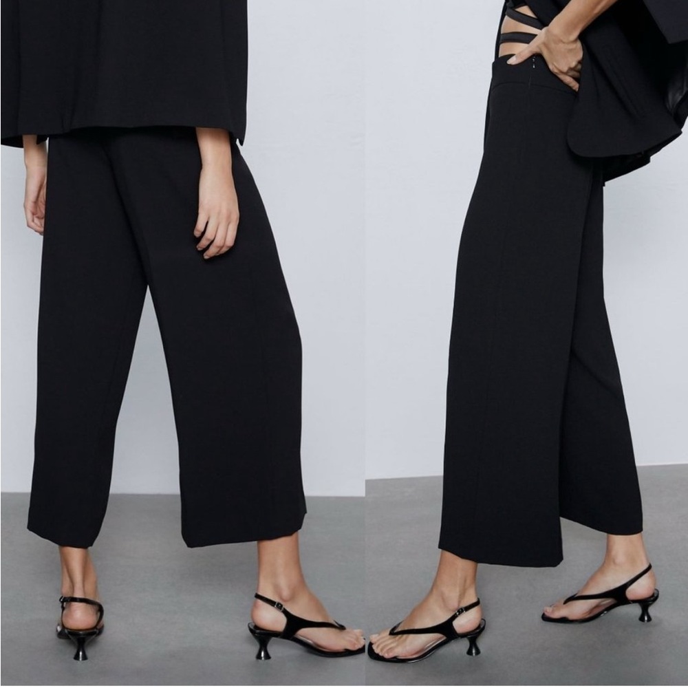 Zara Wide Leg Cropped Pant Size XL - Picture 2 of 10